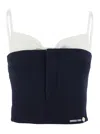 Shushu-tong Black Sleeveless Top With Bow On The Rear And Logo Embroidery On The Front In Wool Woman In Black