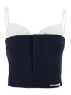 Shushu-tong Black Sleeveless Top With Bow On The Rear And Logo Embroidery On The Front In Wool Woman In Blue