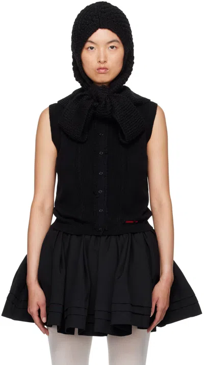 Shushu-tong Black Spread Collar Cardigan In Ba100 Black