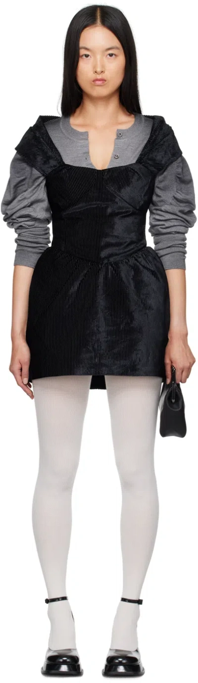 Shushu-tong Black Sweetheart Neck Minidress In Ba100 Black