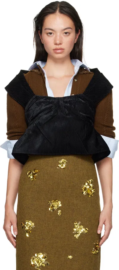 Shushu-tong Black Three-dimensional Pleated Top In Ba100 Black