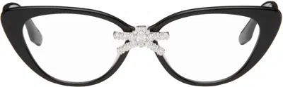 Shushu-tong Black Yvmin Edition Front Jeweled-bowknot Glasses In Animal Print