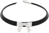 Shushu-tong Black Yvmin Edition Pave Bowknot Acetate Choker In Silver