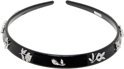 Shushu-tong Black Yvmin Edition Zircon Floral Gemstone Choker In Silver