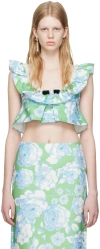 Shushu-tong Blue & Green Ruffled Tank Top In Pt102 Printing