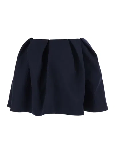Shushu-tong Blue Pleated Miniskirt With Rear Concealed Zip Closure In Wool Woman