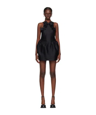 Shushu-tong Bow-appliqué Flared Minidress In Black