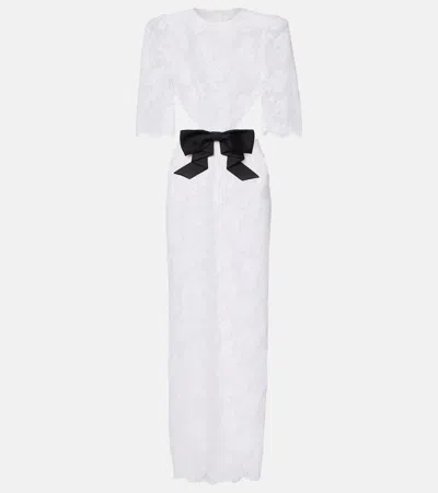 Shushu-tong Bow-detail Cotton-blend Lace Gown In White