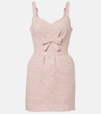 Shushu-tong Bow-detail Cotton-blend Tweed Minidress In Pink