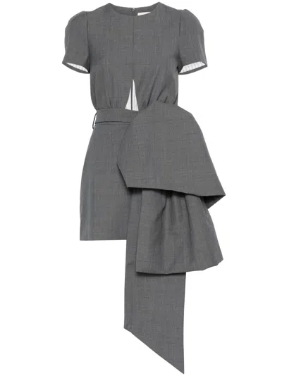 Shushu-tong Grey Bow-detail Dress