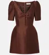 Shushu-tong Bow-detailing Puff-sleeve Dress In Brown