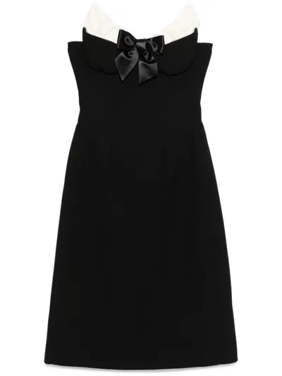 Shushu-tong Bow-embellished Midi Dress In Black