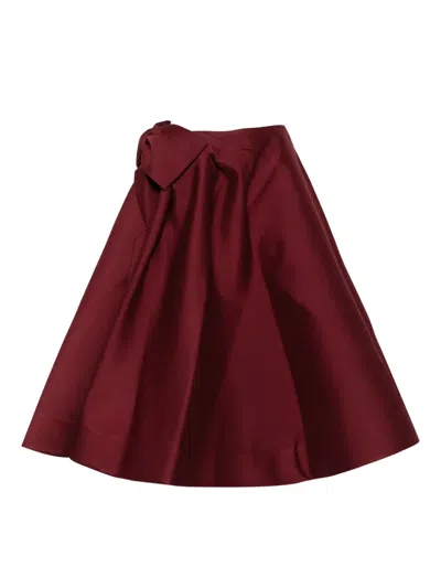Shushu-tong Bow-embellished Midi Skirt In Red