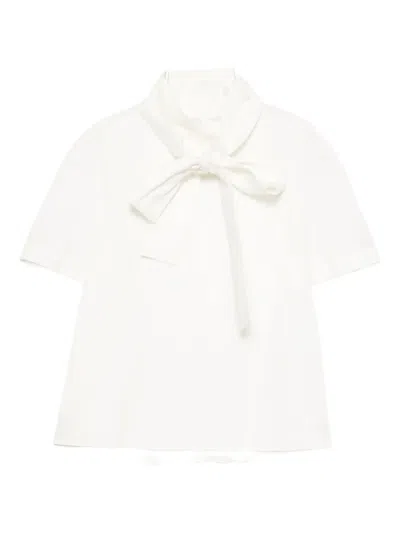 Shushu-tong Bow Tie Short-sleeved Top In White