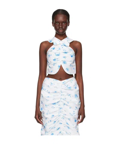 Shushu-tong White Crossover Bow Camisole In Pt243 Printing
