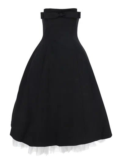 Shushu-tong 'bowknot' Black Dress With Bow Detail In Wool And Silk Blend Woman