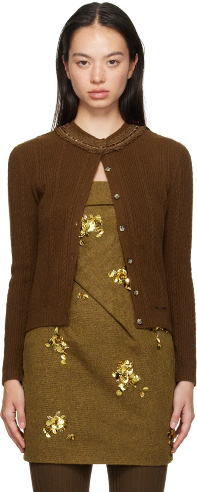 Shushu-tong Brown Collar Embellished Cardigan In Ca100 Caramel