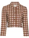 SHUSHU-TONG BROWN GINGHAM-CHECK CROPPED JACKET