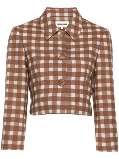 Shushu-tong Checked Cropped Jacket In Brown