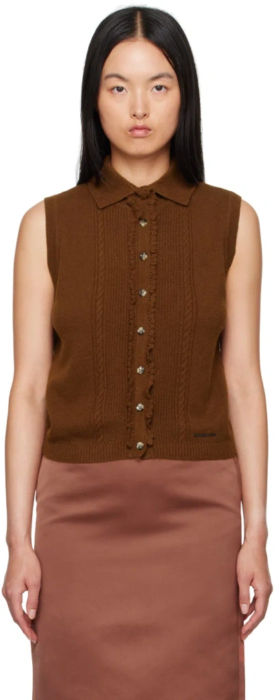 Shushu-tong Brown Spread Collar Cardigan In Ca100 Caramel