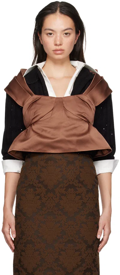 Shushu-tong Brown Three-dimensional Pleated Top In Rb100 Red Brown
