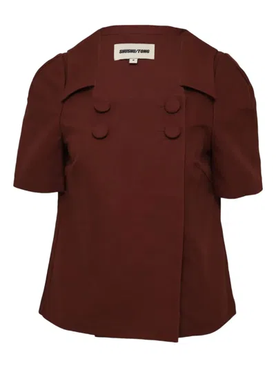 Shushu-tong Button Cotton Top In Red