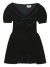 Shushu-tong Button Puff-sleeve Mini Dress In Black