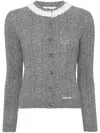 Shop Shushu-tong Collar Embellished Cardigan In Grey