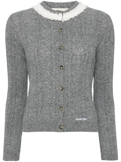 Shushu-tong Collar Embellished Cardigan In Grey