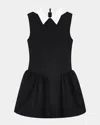 Shushu-tong Black Shirtneck Patchwork Sleeveless Minidress In Black