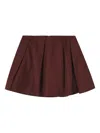 Shushu-tong Cotton Mini Pleated Skirt In Brown