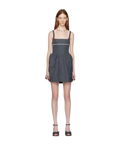 Shushu-tong Crystal-embellished A-line Dress In Black