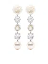 Shushu-tong Crystl-embellishment Pearl Drop Earrings In Silver