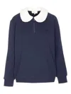 Shushu-tong Doll Collar Embroidered Sweatshirt In Blue
