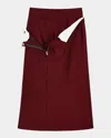 Shushu-tong Double-layere Twill Skirt In Wine Red