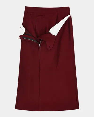 Shushu-tong Double-layere Twill Skirt In Wine Red