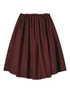 Shushu-tong Elastic-waistband Gathered A-line Skirt In Brown