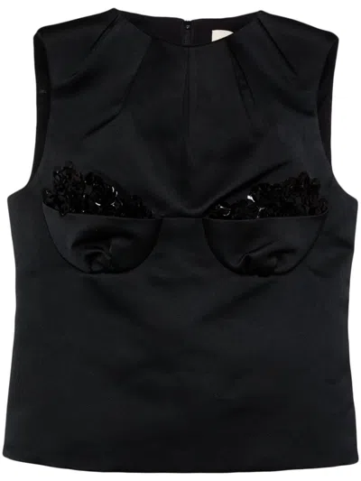 Shushu-tong Embellished Bustier Sleeveless Top In Black