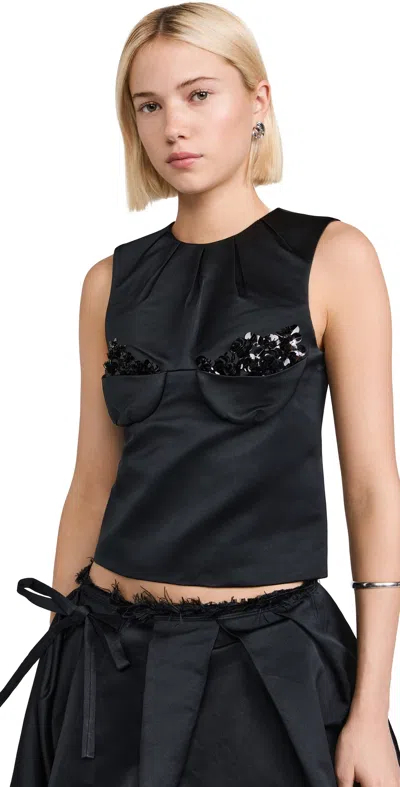 Shushu-tong Embellished Bustier Sleeveless Top Black