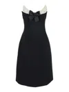 Shushu-tong Black Embellished Bustier Spliced Midi Dress In Black