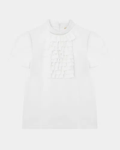 Shushu-tong Embellished Stand Collar Blouse In White