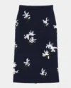 Shushu-tong Navy Ribbon Jacquard Midi Skirt In Navy Blue