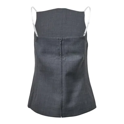 Shushu-tong Fan-shaped Turn-down Collar Top In Gray