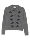 Shushu-tong Floral-appliqué Cardigan In Gray
