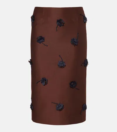 Shushu-tong Verzierter Midirock In Brown