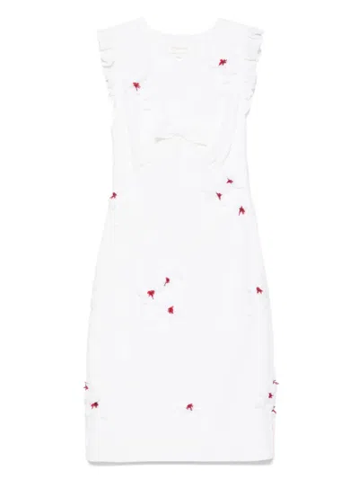 Shushu-tong Floral Appliqué Mini Dress In White