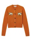 Shushu-tong Floral-embellished Button Cardigan In Orange