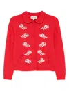 Shushu-tong Floral-embroidered Cardigan In Red