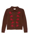 Shushu-tong Floral-embroidered Cardigan In Brown