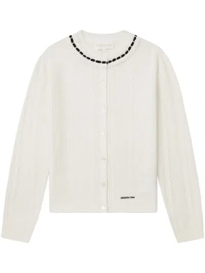 Shushu-tong Off-white Collar Embellished Cardigan In Wh100 White